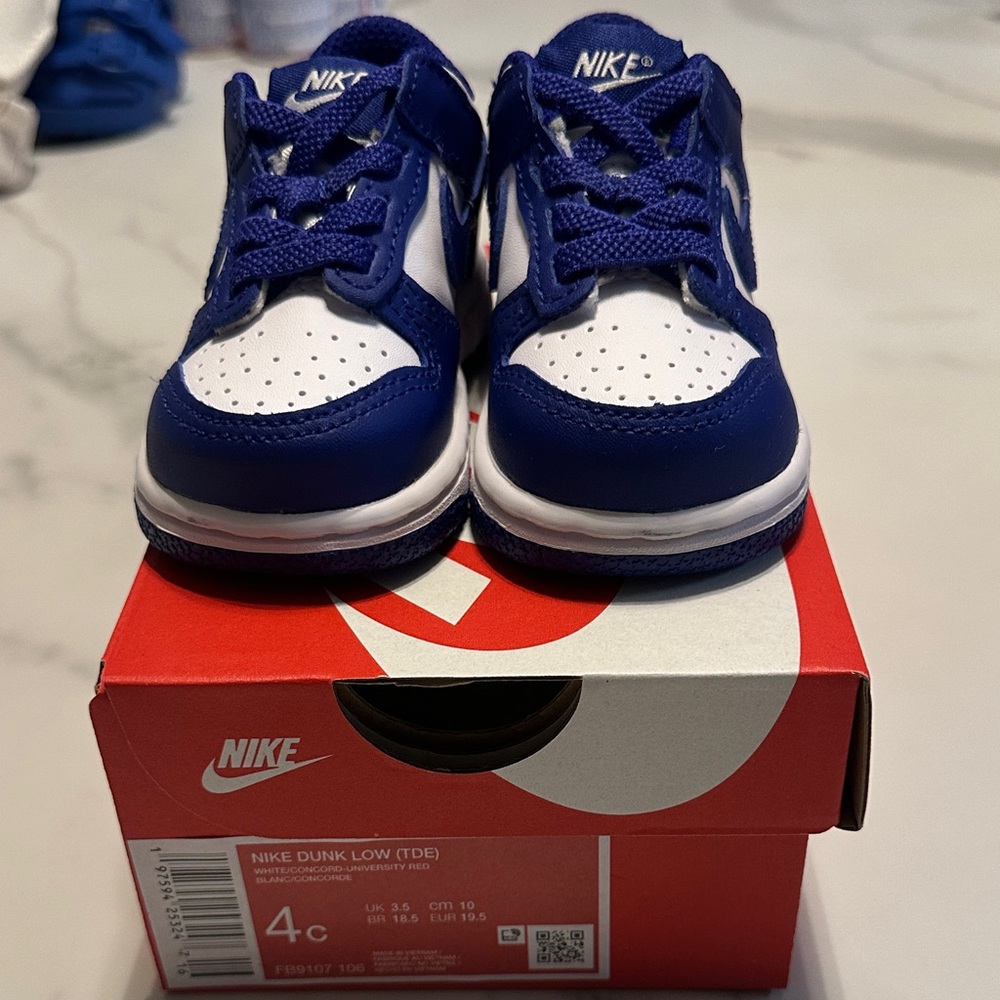 Nike Kids Dunk Low Shoes - Blue and White size 4c